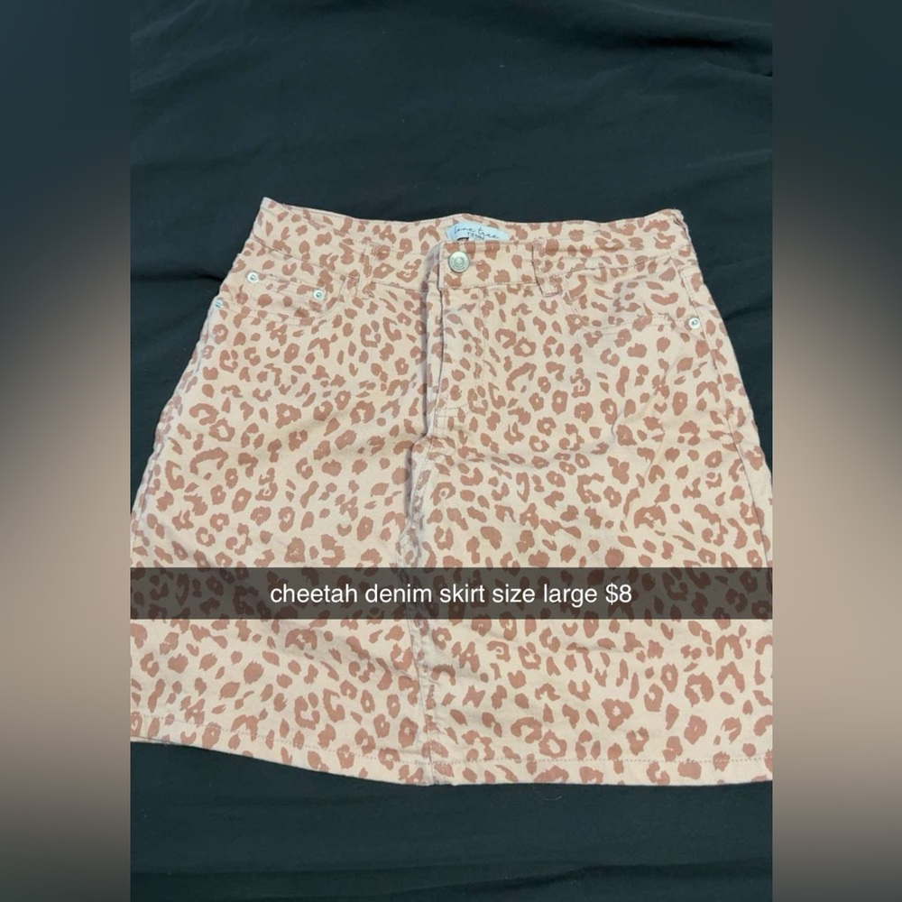 Cheetah Print Denim Skirt